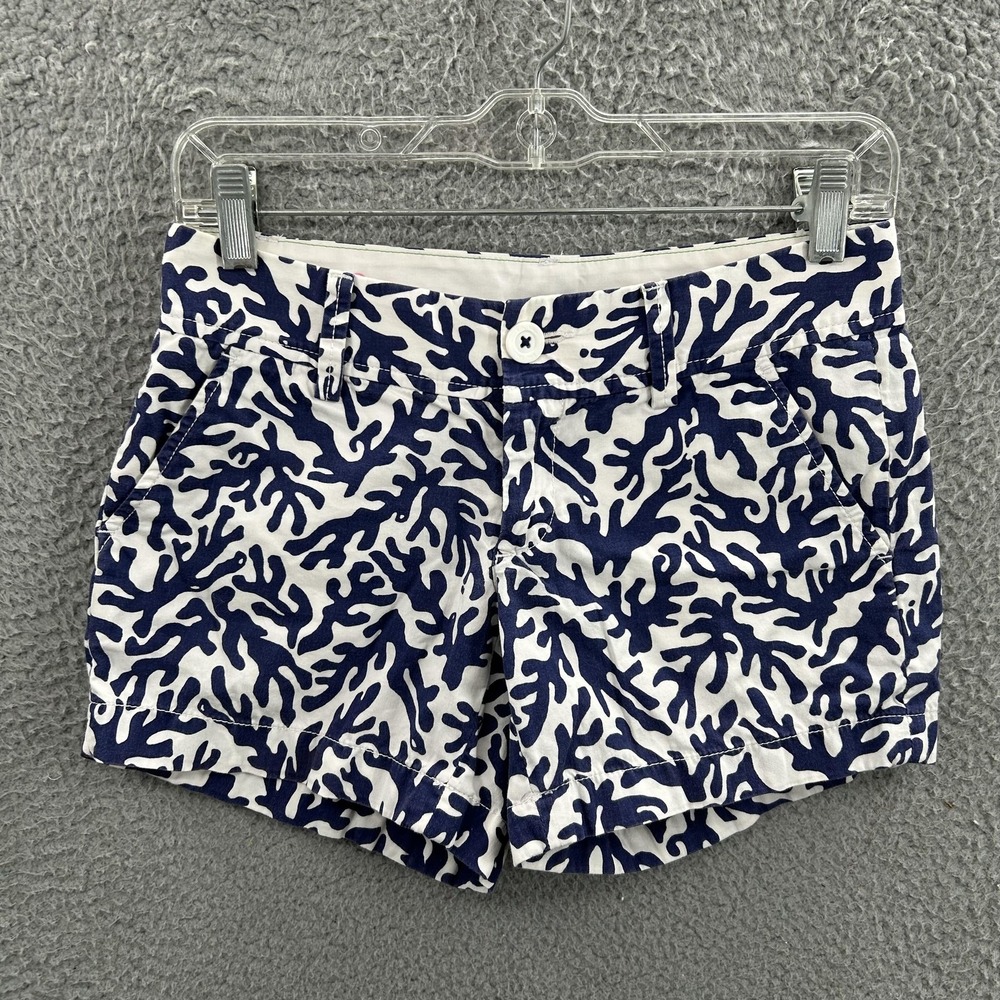 Lilly Pulitzer Shorts Womens 00 The Callahan Short Coral Print Preppy Summer
